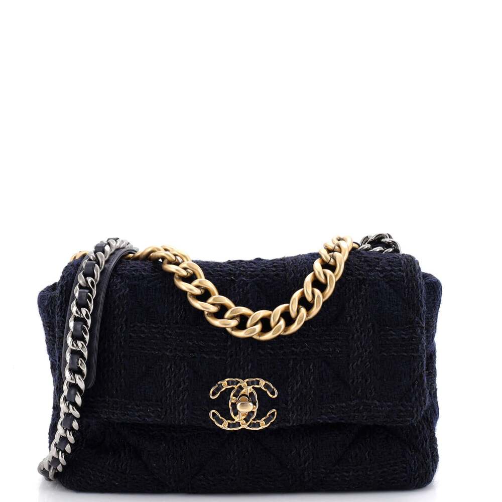 Chanel 19 Flap Bag Quilted Tweed Large #258293C45B
